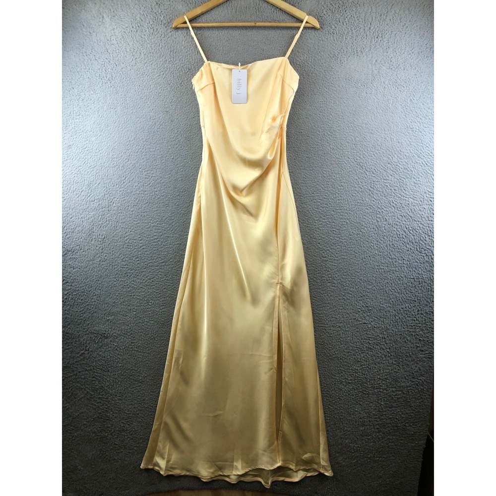 Billy J Ilana Satin Maxi Dress in Yellow